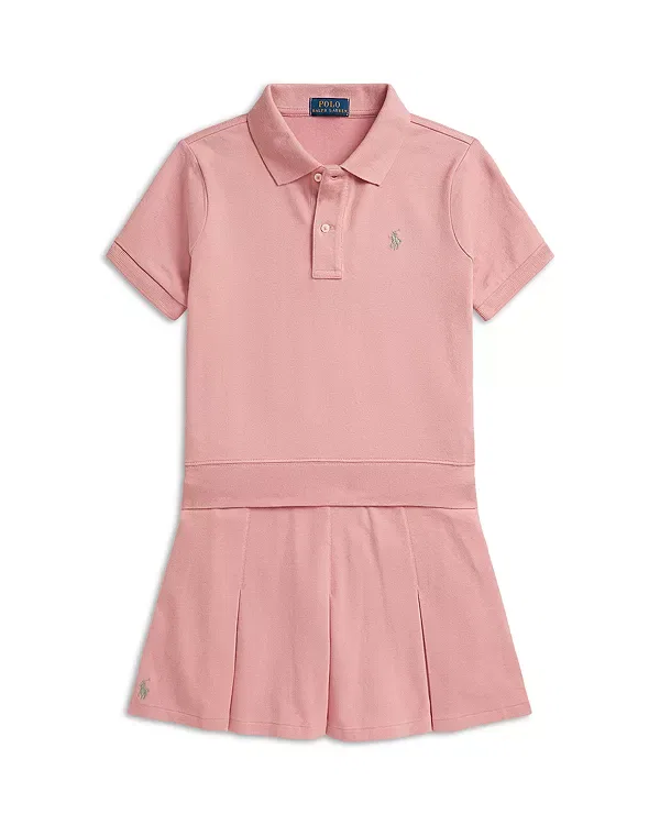 Детский комплект для девочек из сетчатого трикотажа Polo Ralph Lauren, розовый — фото 2