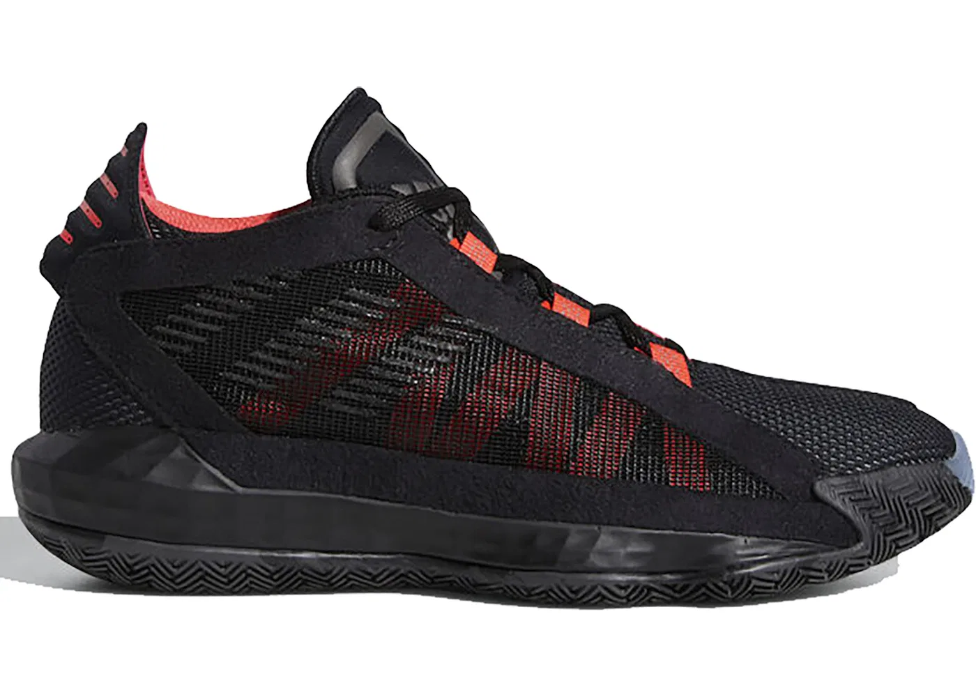 Детские кроссовки для мальчиков баскетбольные Adidas Dame 6, Core Black/Core Black/Shock Red