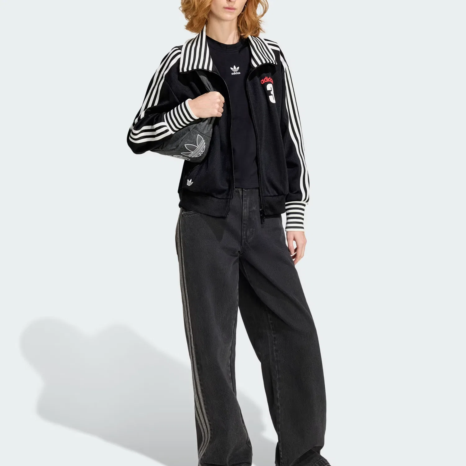Куртка с полосками и молнией, Adidas Originals, Black — фото 4