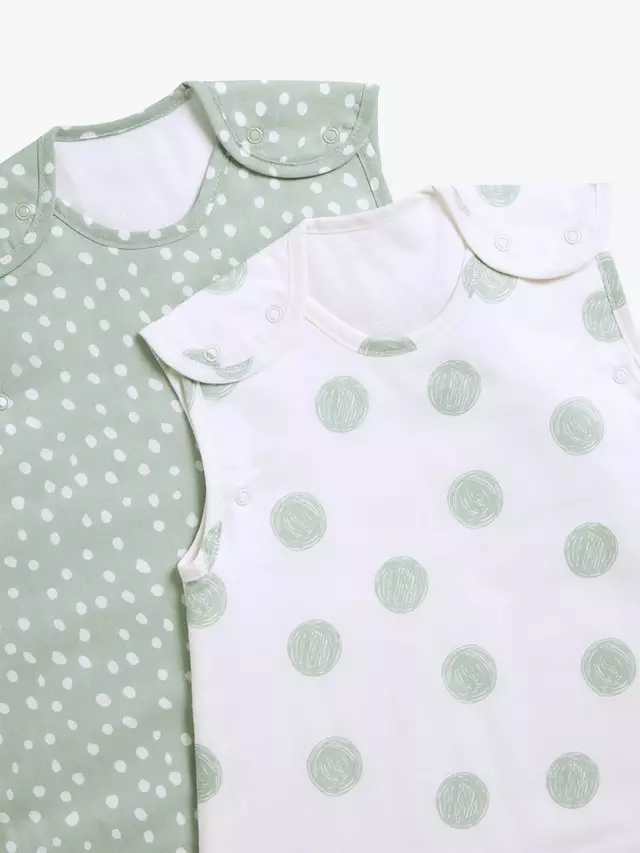 Детский спальный мешок John Lewis ANYDAY Spot Print Baby 2 шт, цвет green/multi — фото 2
