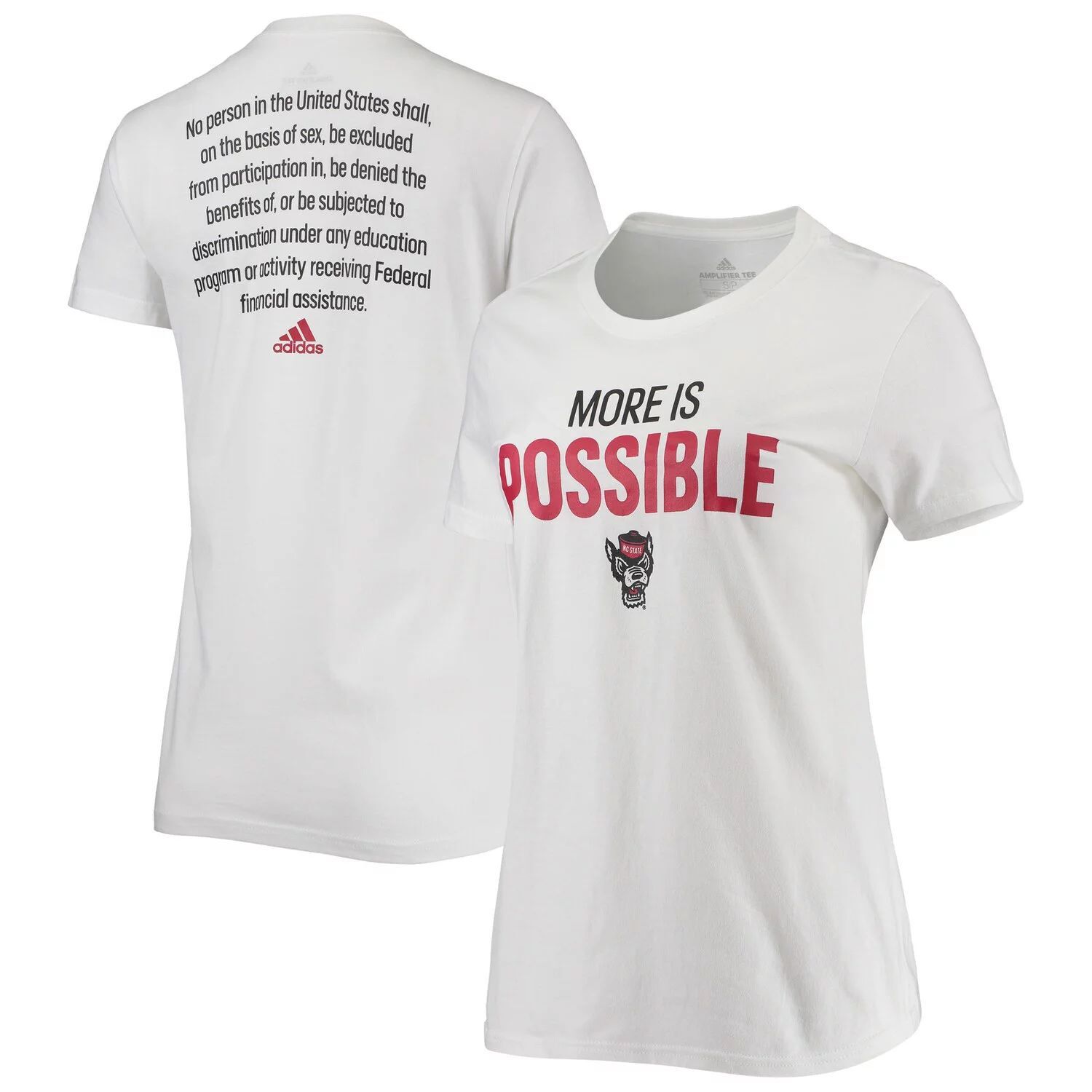 

Женская футболка adidas White NC State Wolfpack More Is Maybe adidas