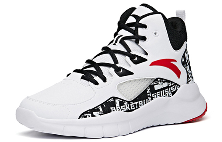ANTA Basketball Collection Vintage Basketball Shoes Men High-top ANTA White/University Red/Black — фото 3