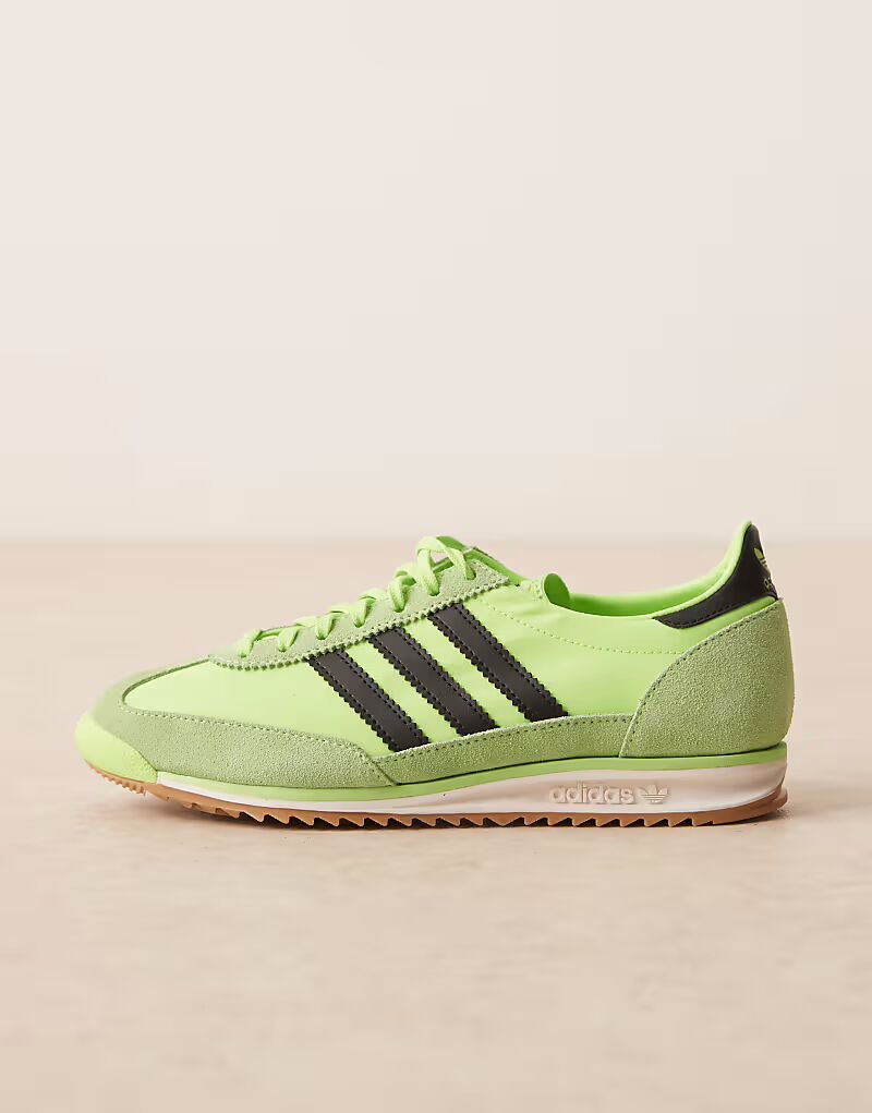 Кроссовки Adidas Originals SL 72 OG в ярко-зеленом и черном цветах — фото 2