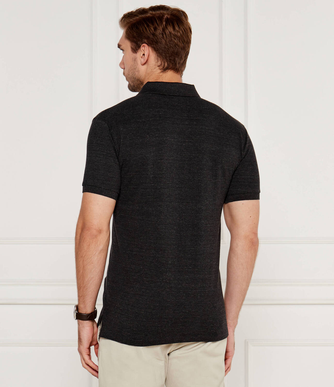 Поло POLO RALPH LAUREN slim fit pique, черный — фото 3