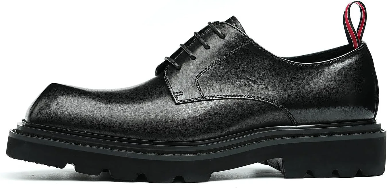 

Мужские оксфорды Santimon, официальные туфли Derby из кожи, деловой стиль, смокинг, повседневные легкие туфли с квадратным носком, свадебные и вечеринковые туфли для мужчин, черный