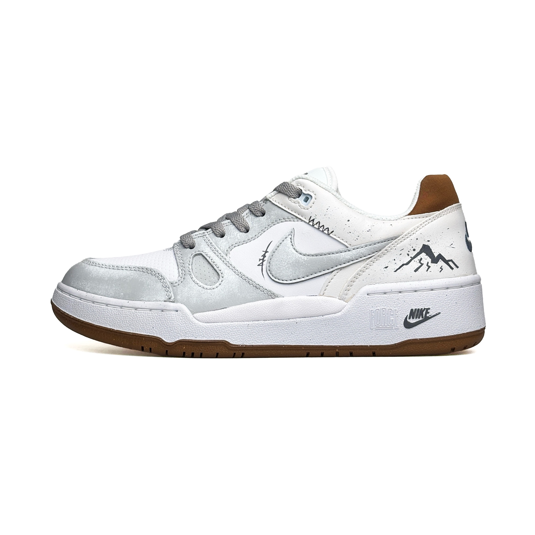 Nike Full Force WAO Увеличивающие рост Антиабразивные Кроссовки для скейтбординга Мужские Low top Серый Белый — фото 3