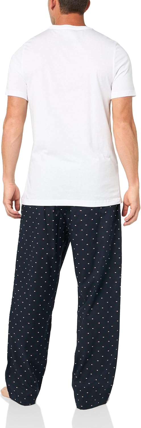 Мужской комплект для сна из поплина Tommy Hilfiger, White, Navy Micro Flag — фото 2