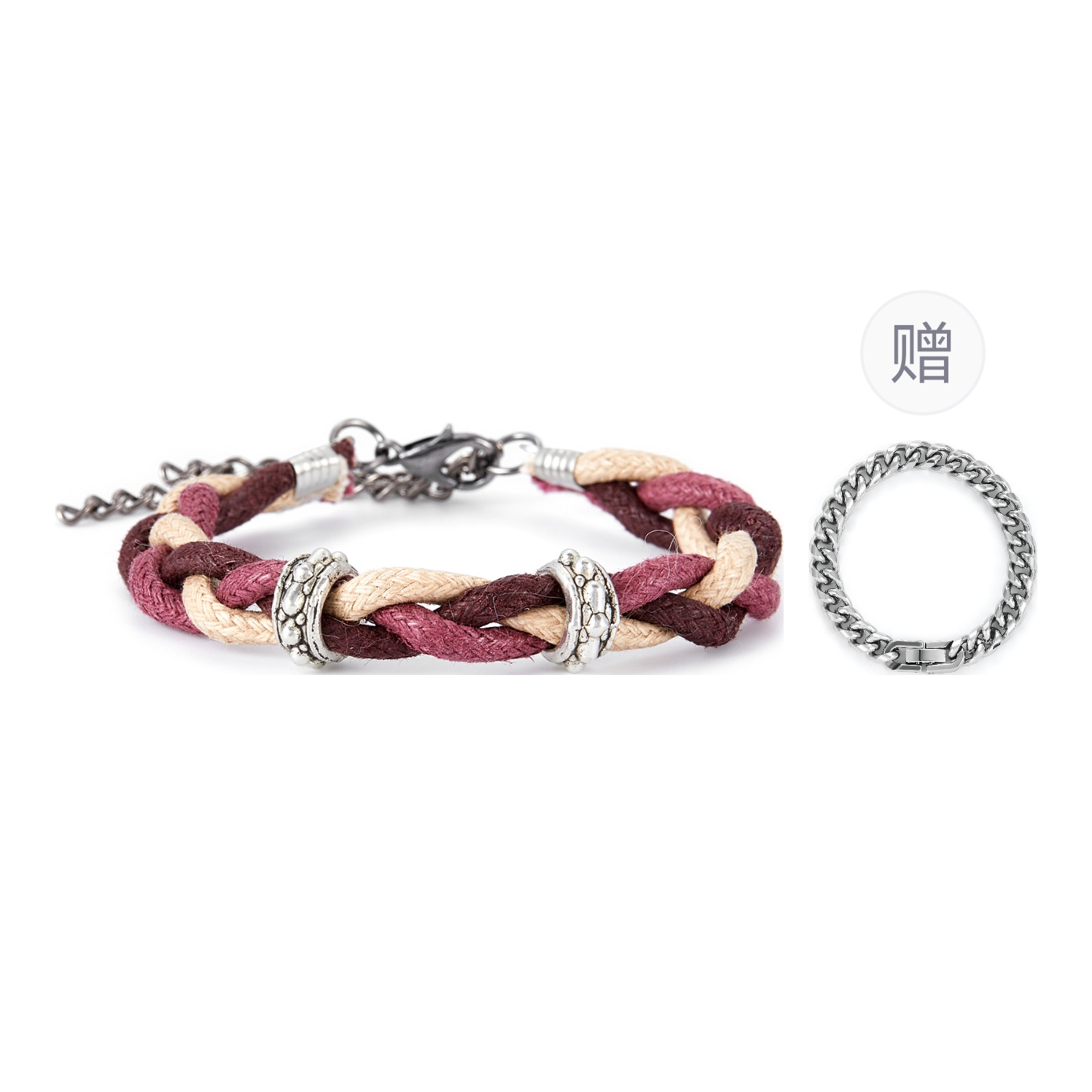

Браслет Unisex из хлопкового шнура и медного сплава Zeroline, фиолетовый, comes with bracelet