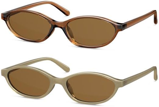 

Ретро-солнцезащитные очки «кошачий глаз» для женщин, защита от УФ-излучения UV400, легкая квадратная оправа, идеально подходят для вождения, путешествий и повседневной носки OUKEMAX, 2pack-brown + Olive