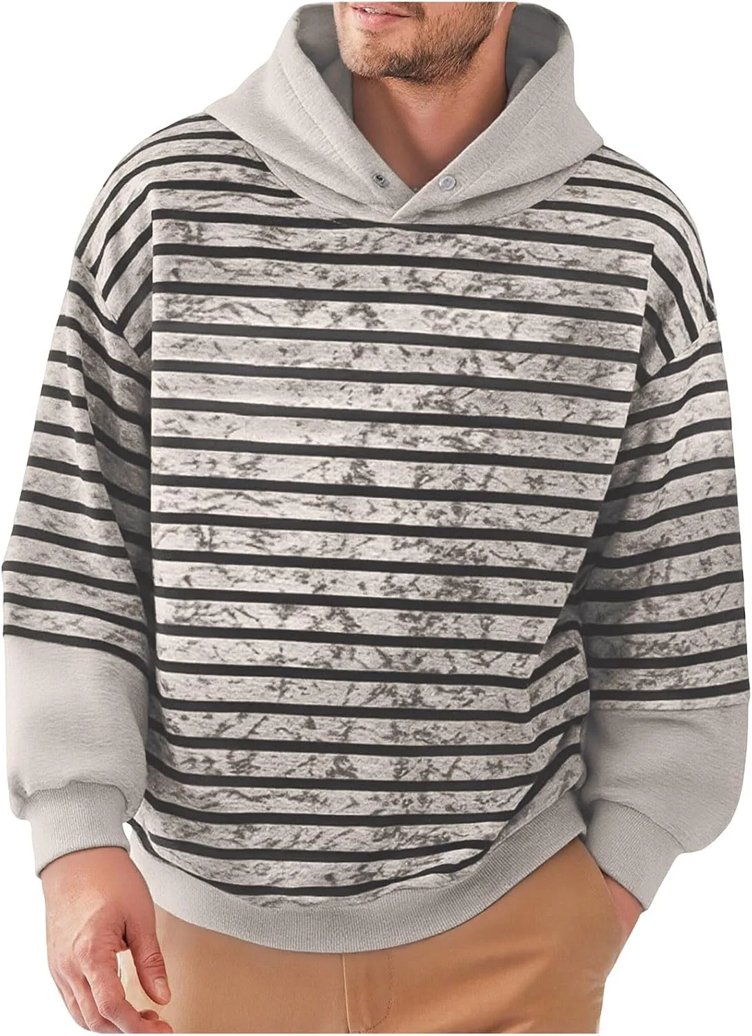 

Мужской худи с длинным рукавом, полосками и цветными блоками