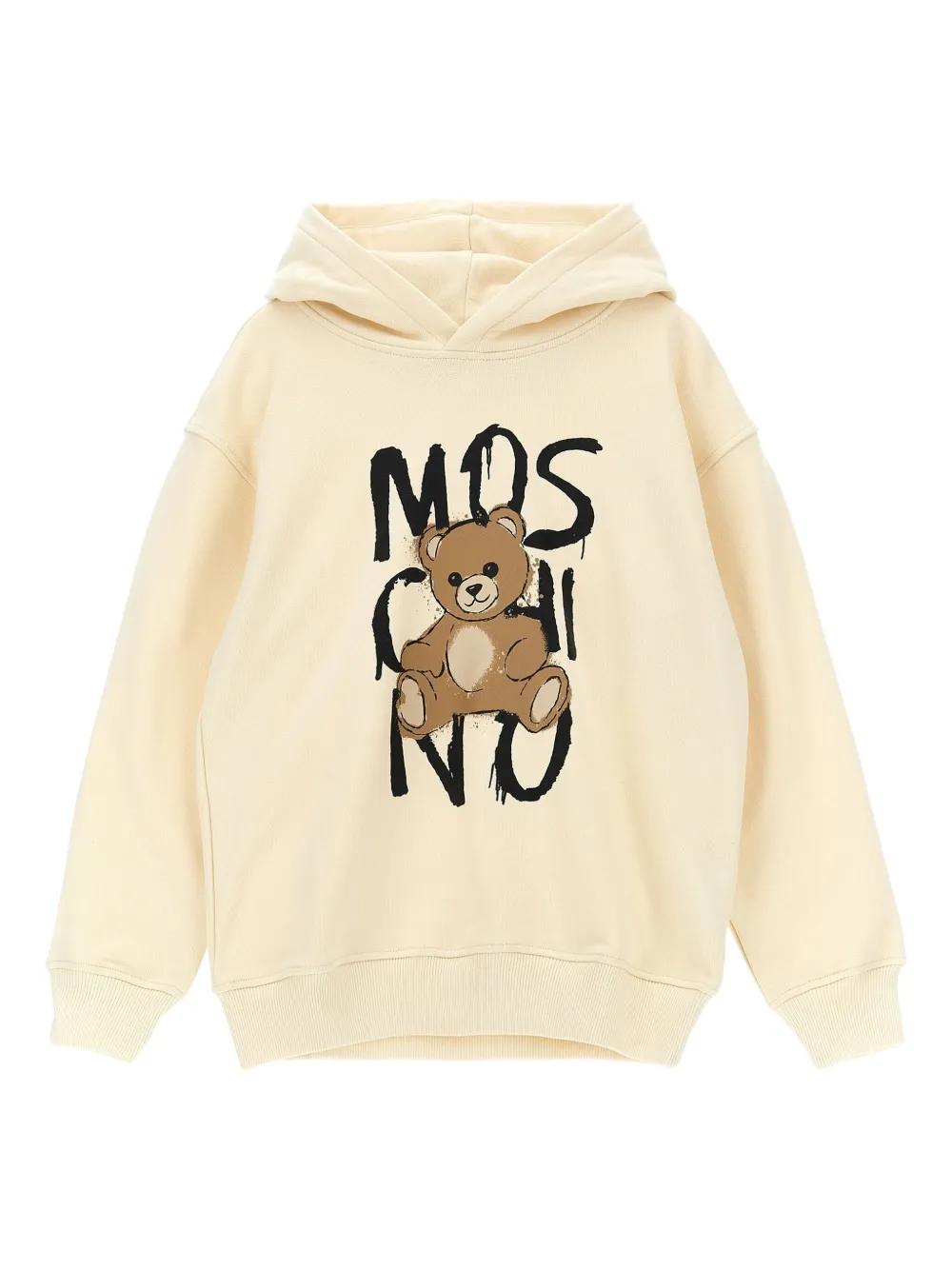

Хлопковая толстовка с капюшоном и принтом Тедди Moschino Kids, нейтральный