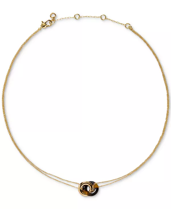 

Ожерелье с подвеской Interlock золотистого оттенка, 16 дюймов + удлинитель 3 дюйма Kate Spade New York, tortoise