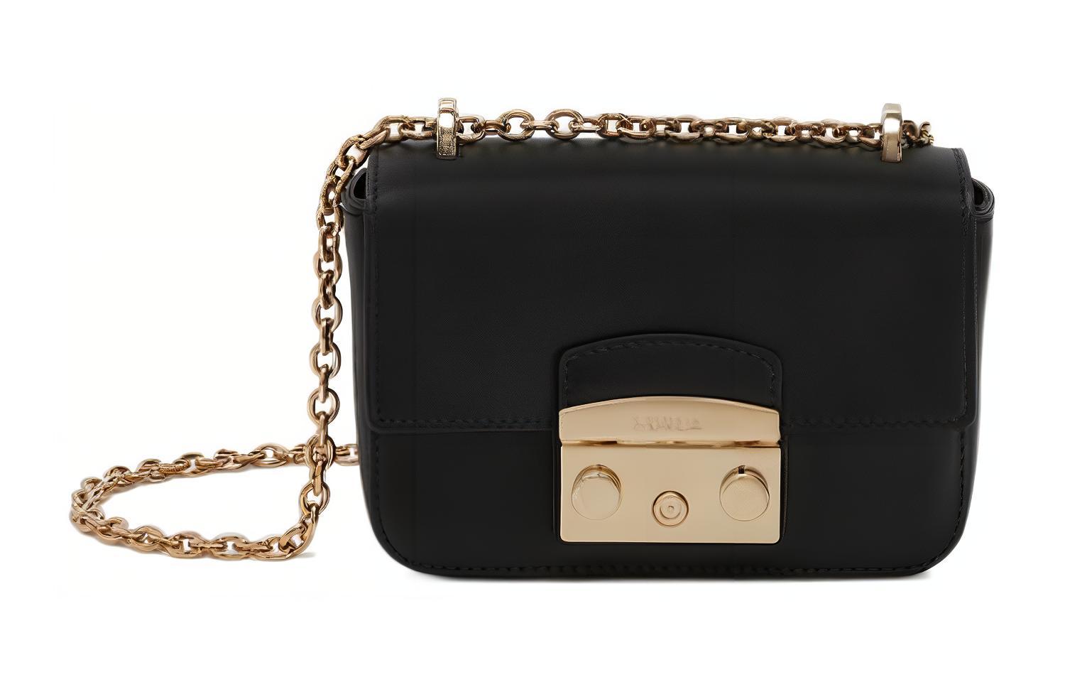 

Furla Метрополис коллекция кожаная мини сумка через плечо женская черная