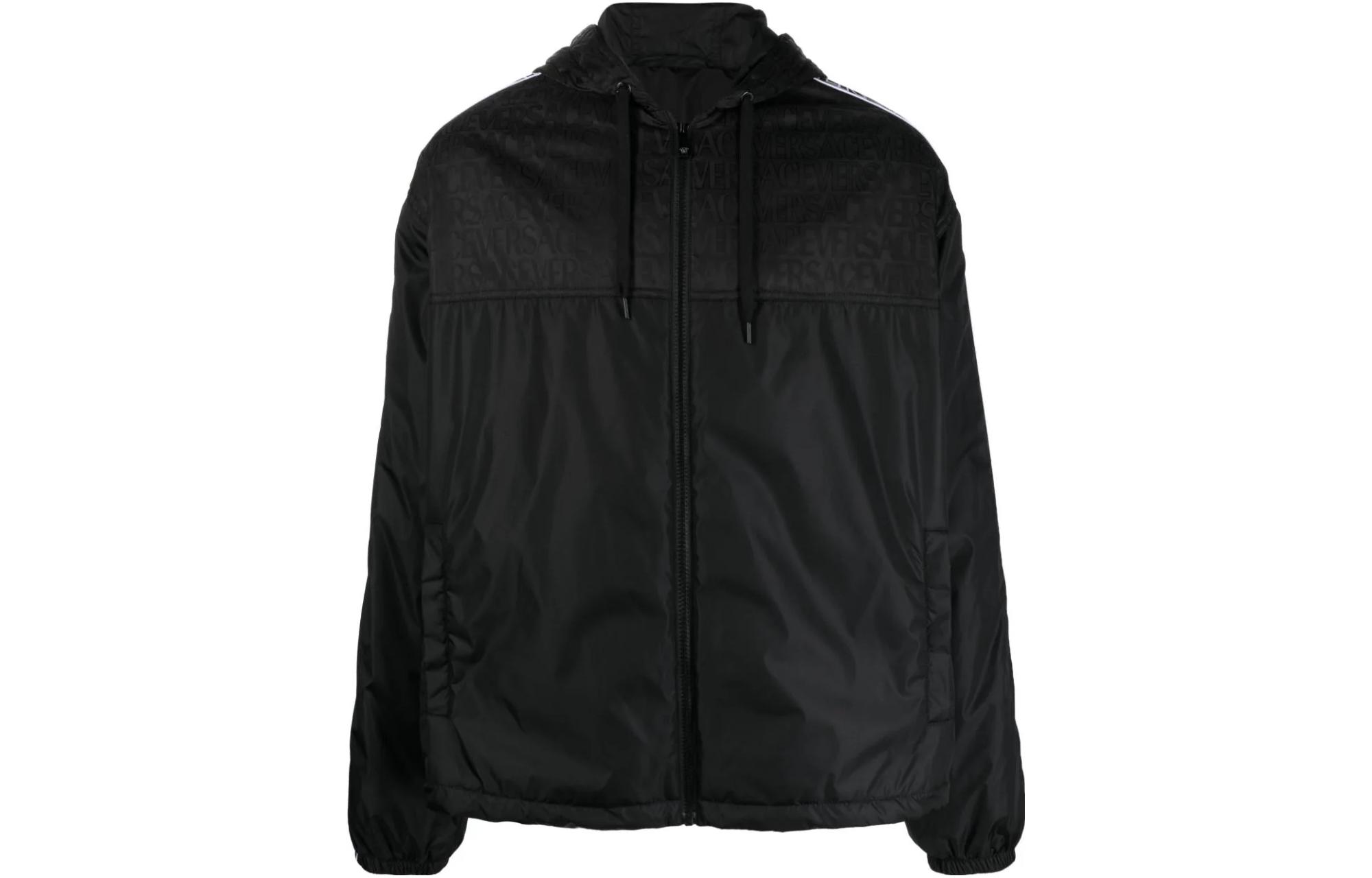 

VERSACE Застёгивающаяся на молнию куртка с капюшоном на шнурке, Black