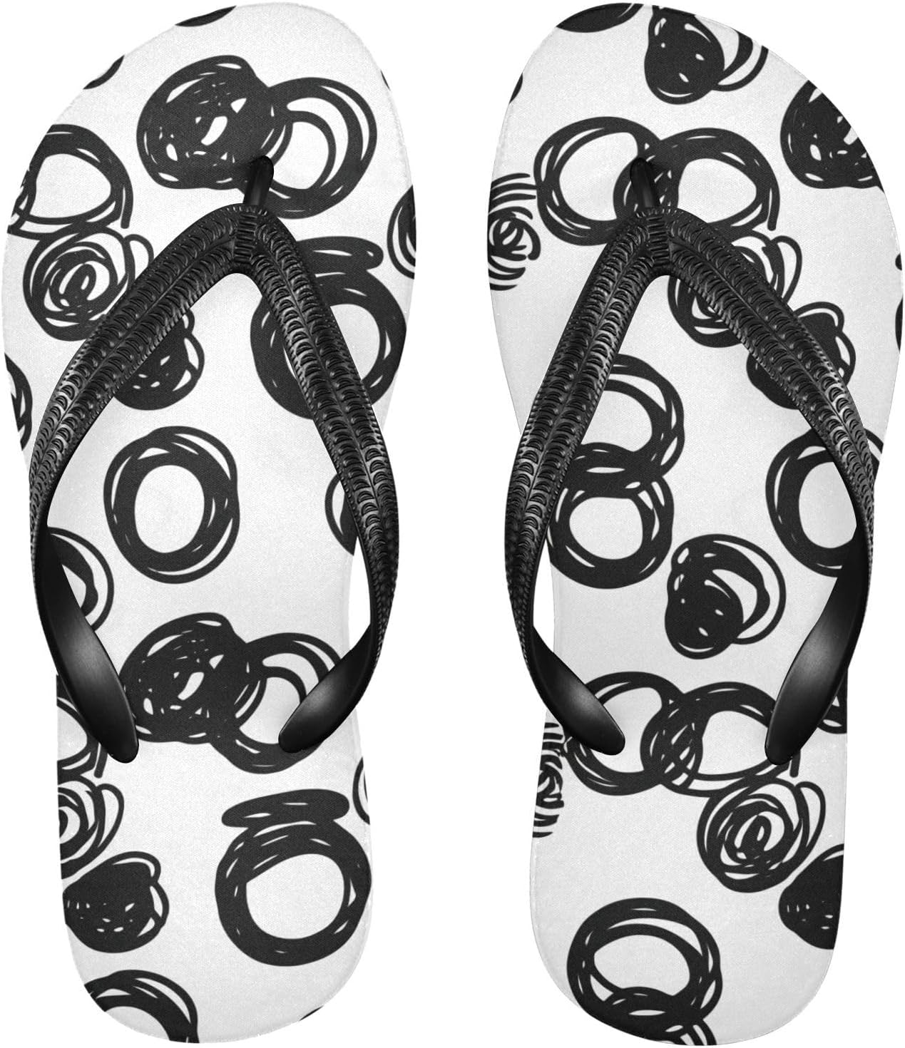 

Белые вьетнамки Scribble Circle, пляжные шлепанцы, резиновые, противоскользящие, летние тапочки для женщин и мужчин Sinestour