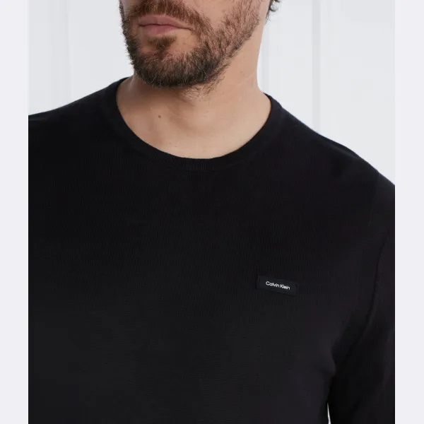 Облегающий свитер из смесового шелка с добавлением шелка Calvin Klein, черный — фото 4