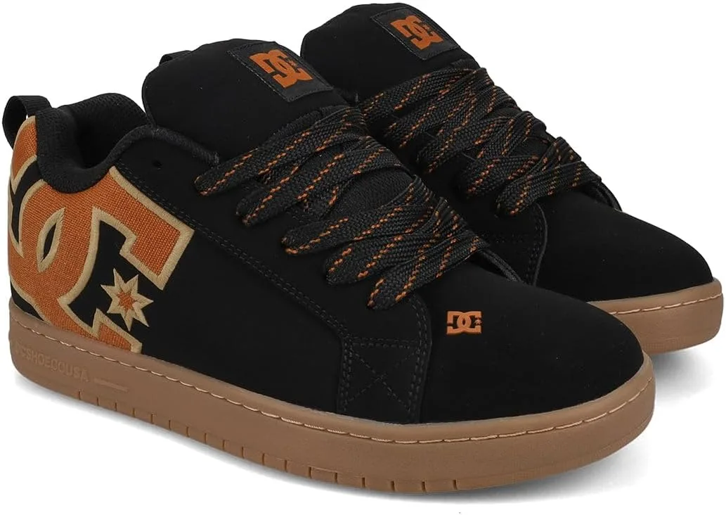 Мужские кожаные кроссовки DC Shoes Court Graffik, черный/зеленый/серый — фото 2