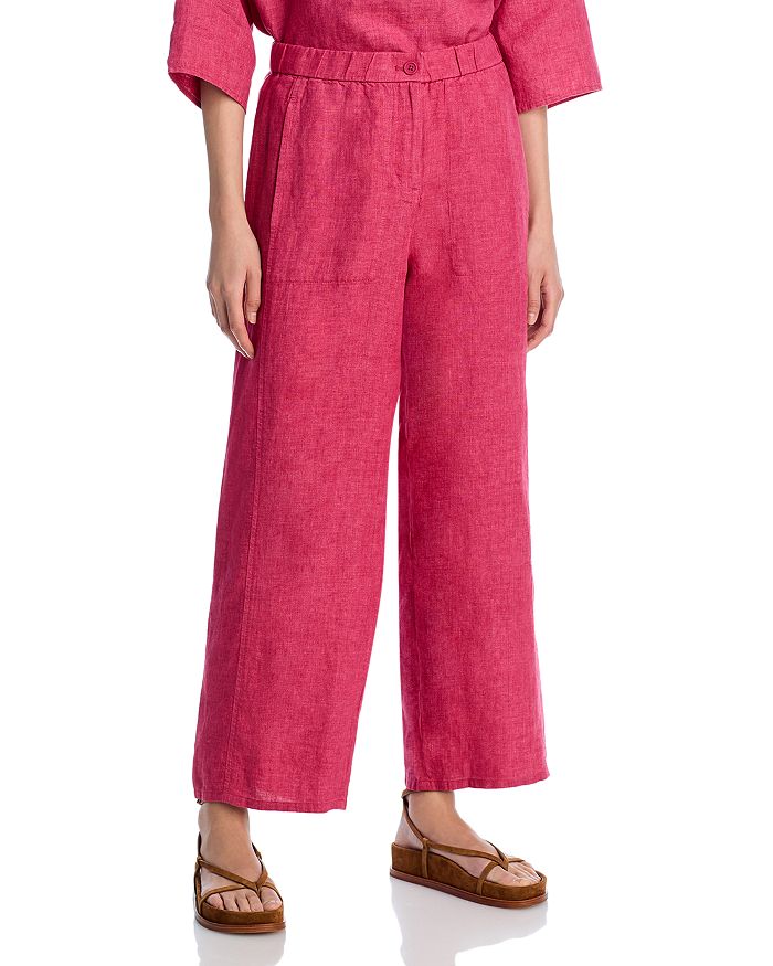 

Льняные брюки с широкими штанинами Eileen Fisher, розовый