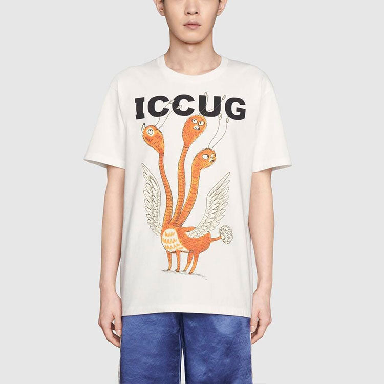 Футболка Gucci Men's SS21 Round Neck Printing Short Sleeve, кремовый — фото 2