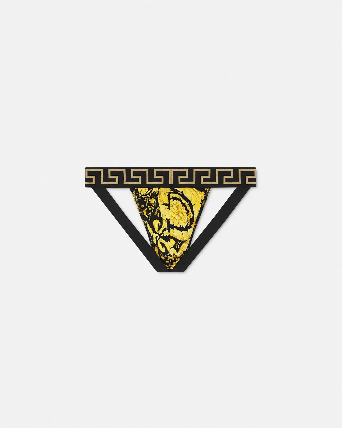 Трусы-бандаж из хлопкового трикотажа с принтом Versace, черный — фото 3