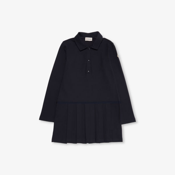 

Платье Moncler из хлопкового пике с плиссированным подолом и логотипом 4-14 лет, синий