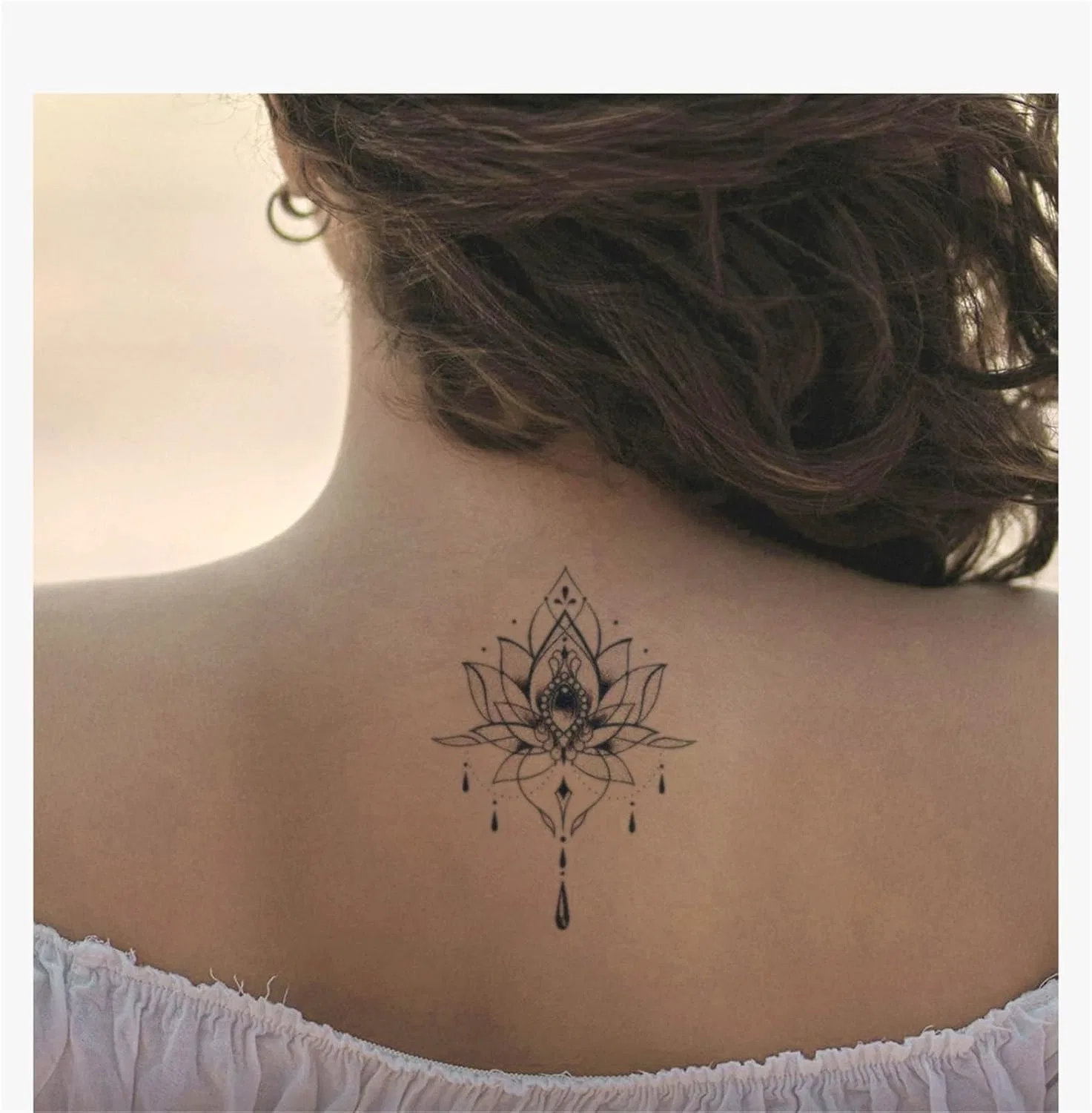 Временная татуировка Lotus Heart, 1 шт., белый — фото 3