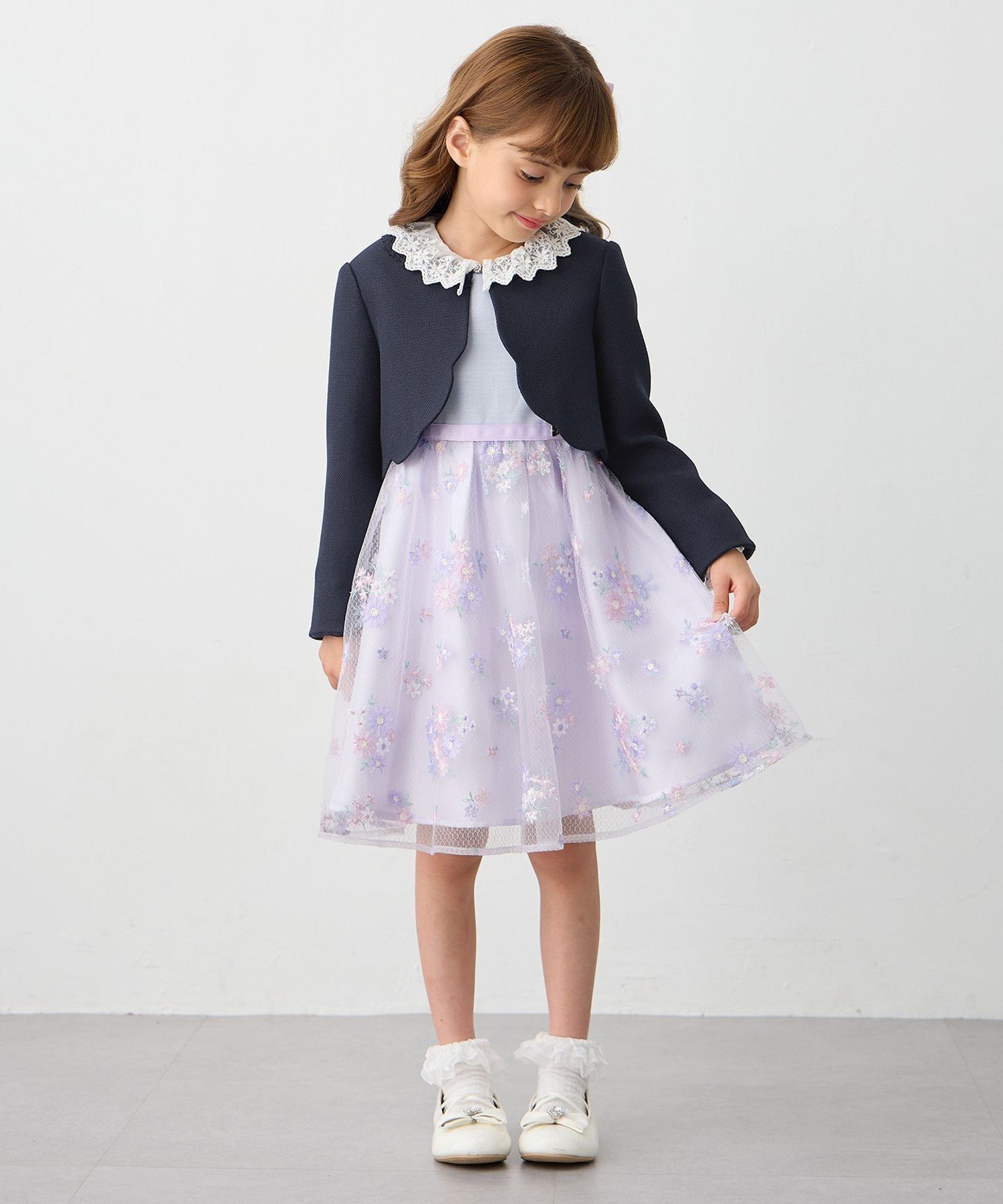 Жакет без воротника с фестончатым краем ANY KIDS, Navy [075] — фото 4