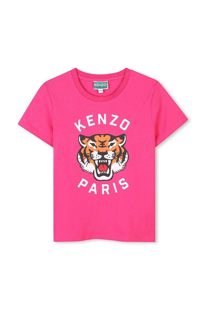 

Детская хлопковая футболка Kenzo Kids, розовый