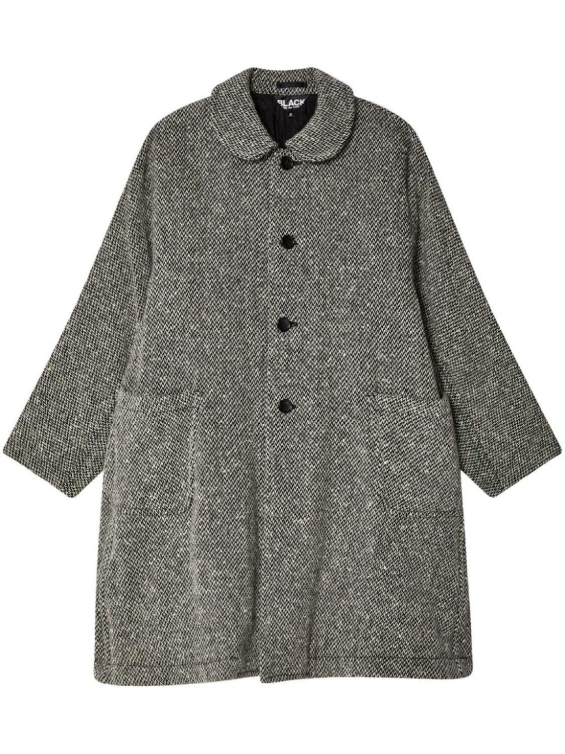 

Однобортное пальто с узором в елочку Black Comme Des Garçons, черный