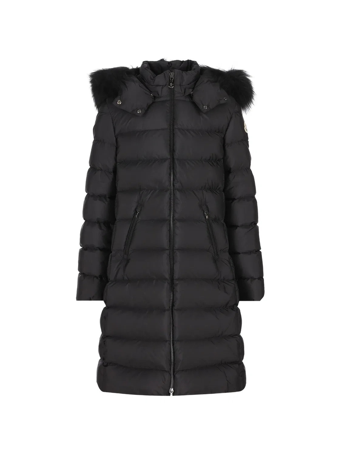 Стеганое пальто Abelle с отделкой из искусственного меха Moncler Enfant, черный