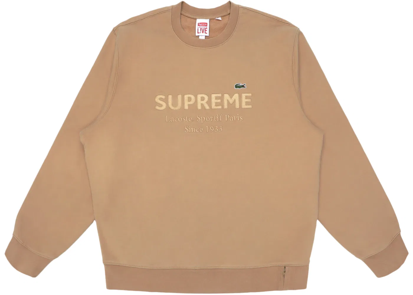 Мужской свитшот Supreme LACOSTE Crewneck, Light Brown