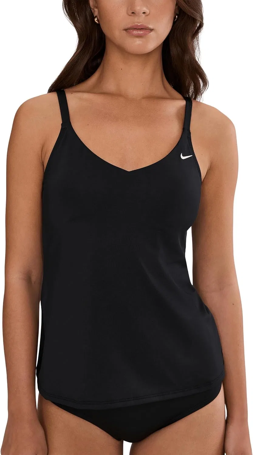 Женский танкини топ с V-образным вырезом Nike Effortless Essential, Black