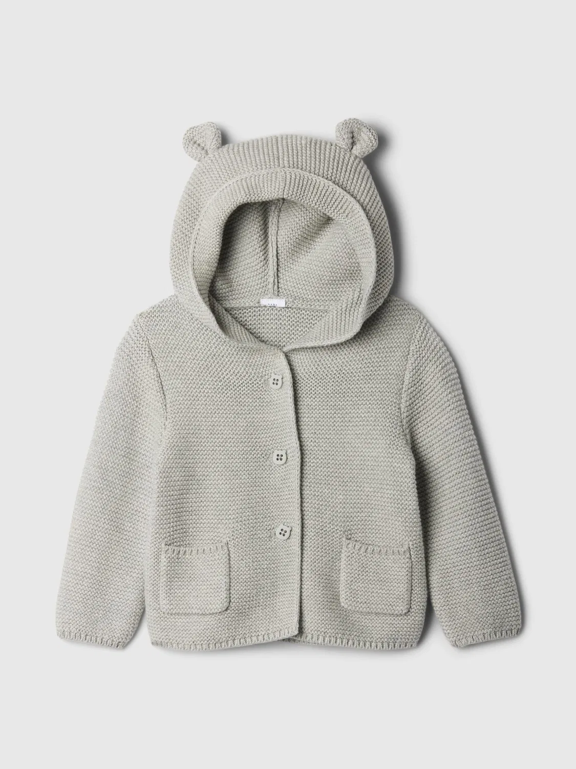 Кардиган с капюшоном и ушками медвежонка, Soft Cotton Knit Gap, серый