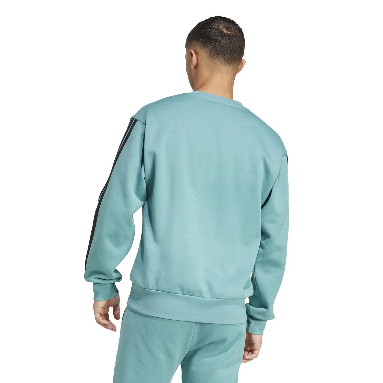 Мужской свитшот с тремя полосками Essentials adidas, Powder Teal/Black — фото 2