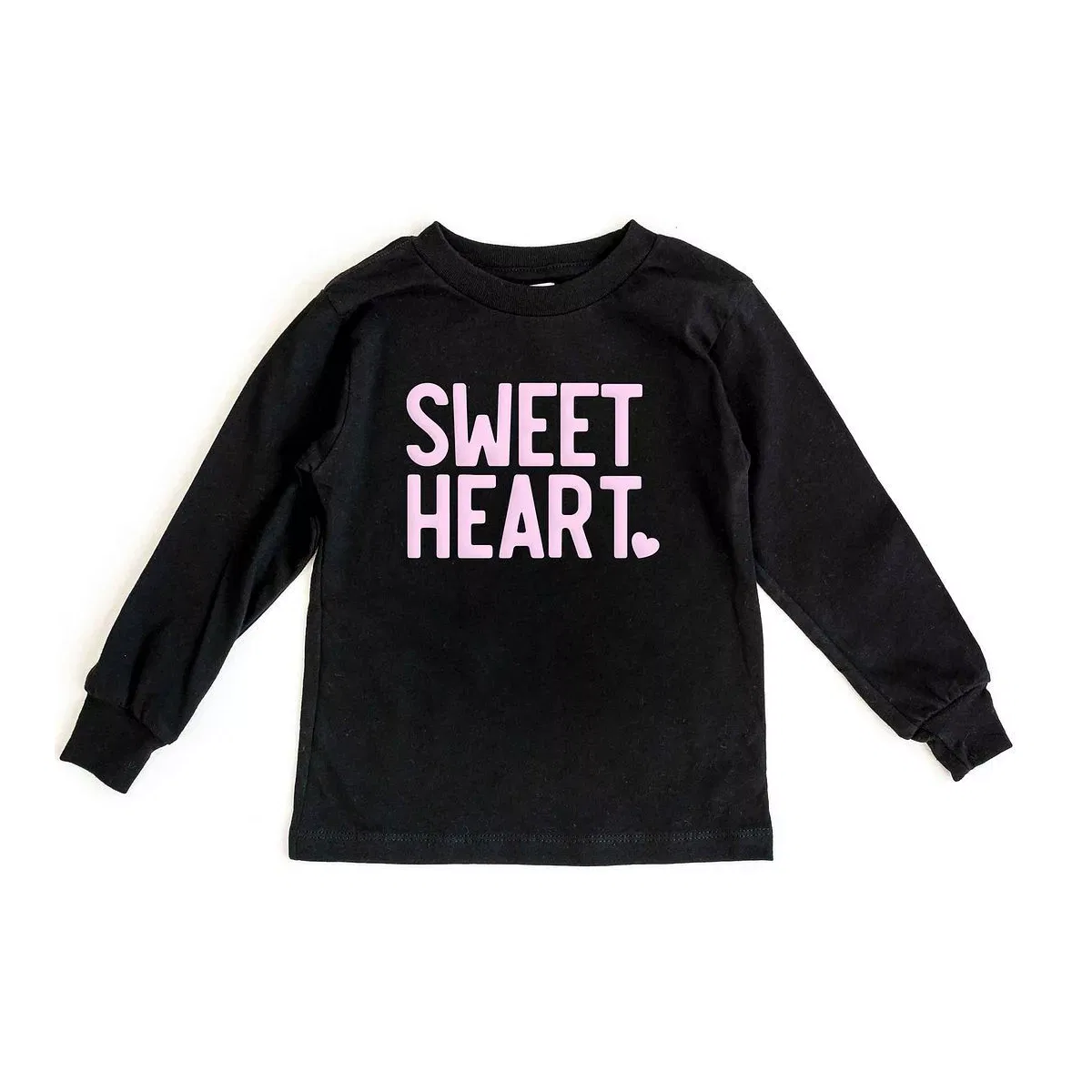 Детская футболка с длинным рукавом с принтом Sweetheart Puff Print The Juniper Shop, Black