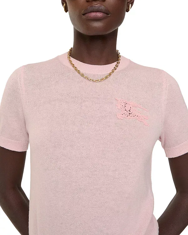 Женский свитер из шерстяного хлопка Ekd Wool Cotton Top Burberry, Mallow Pink — фото 2