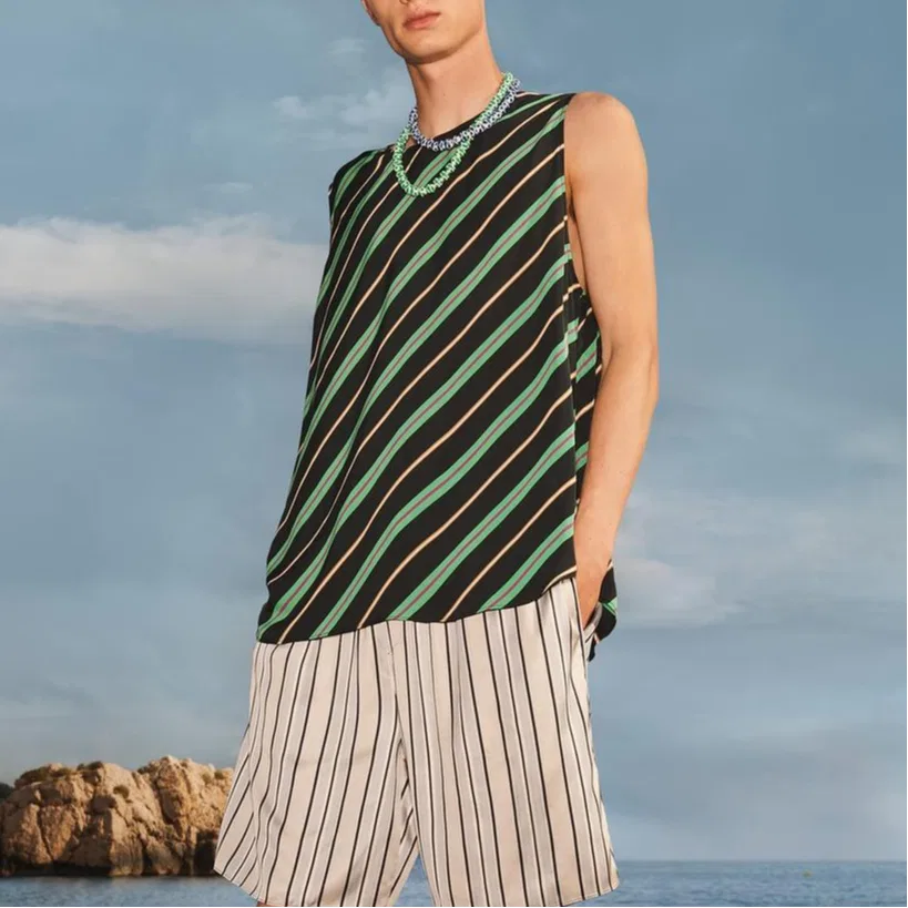 Мужская майка без рукавов с круглым вырезом Other, ZARA, Black/Green — фото 4