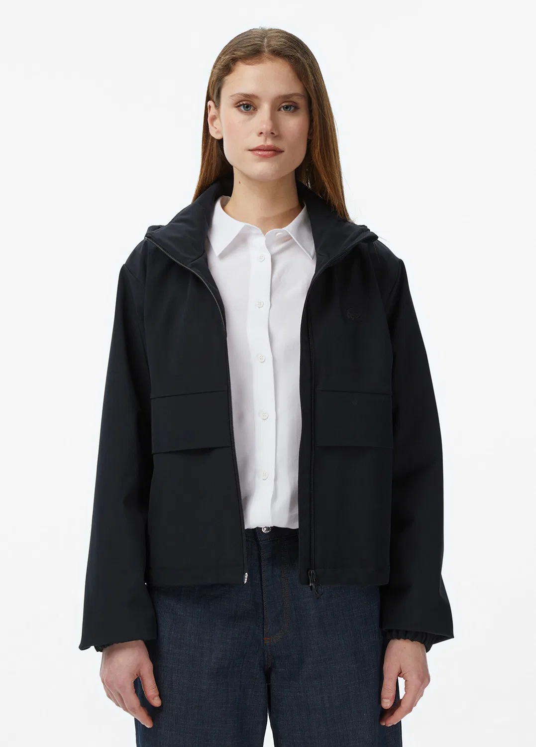 Плащ Lacoste Regular Fit с принтом, черный