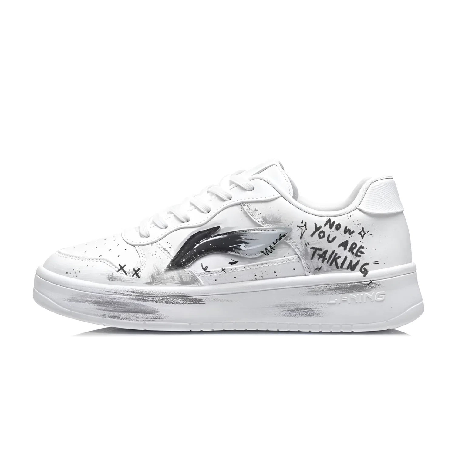 Детские кеды для скейтбординга с принтом Li-Ning Floating Boat, White Black