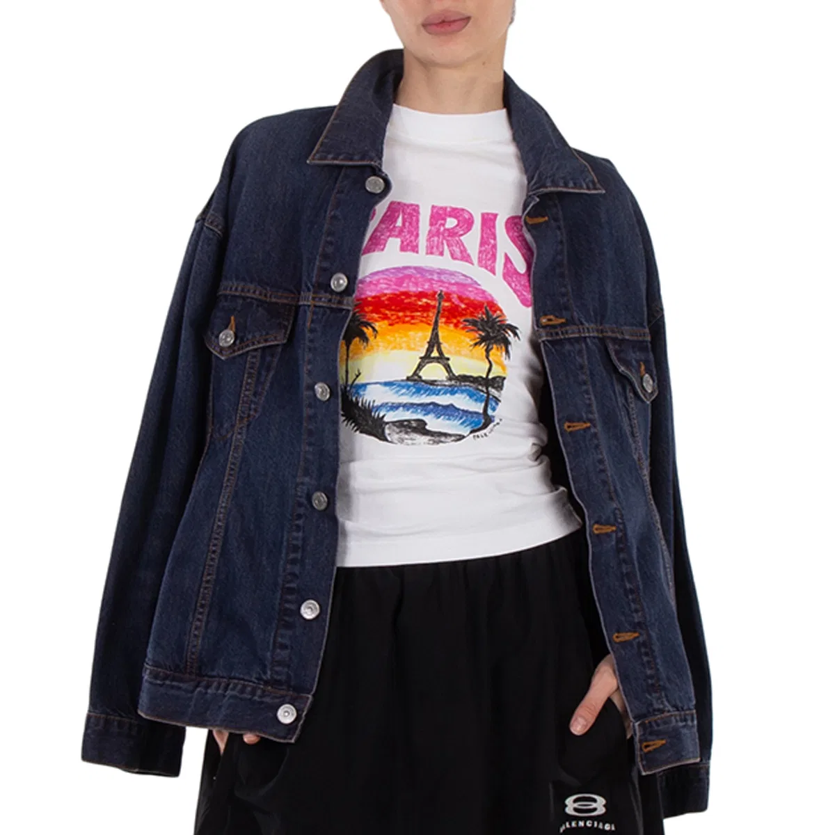 Жакет из денима Hourglass Cotton Denim Jacket Balenciaga, Blue Purple Two Tone