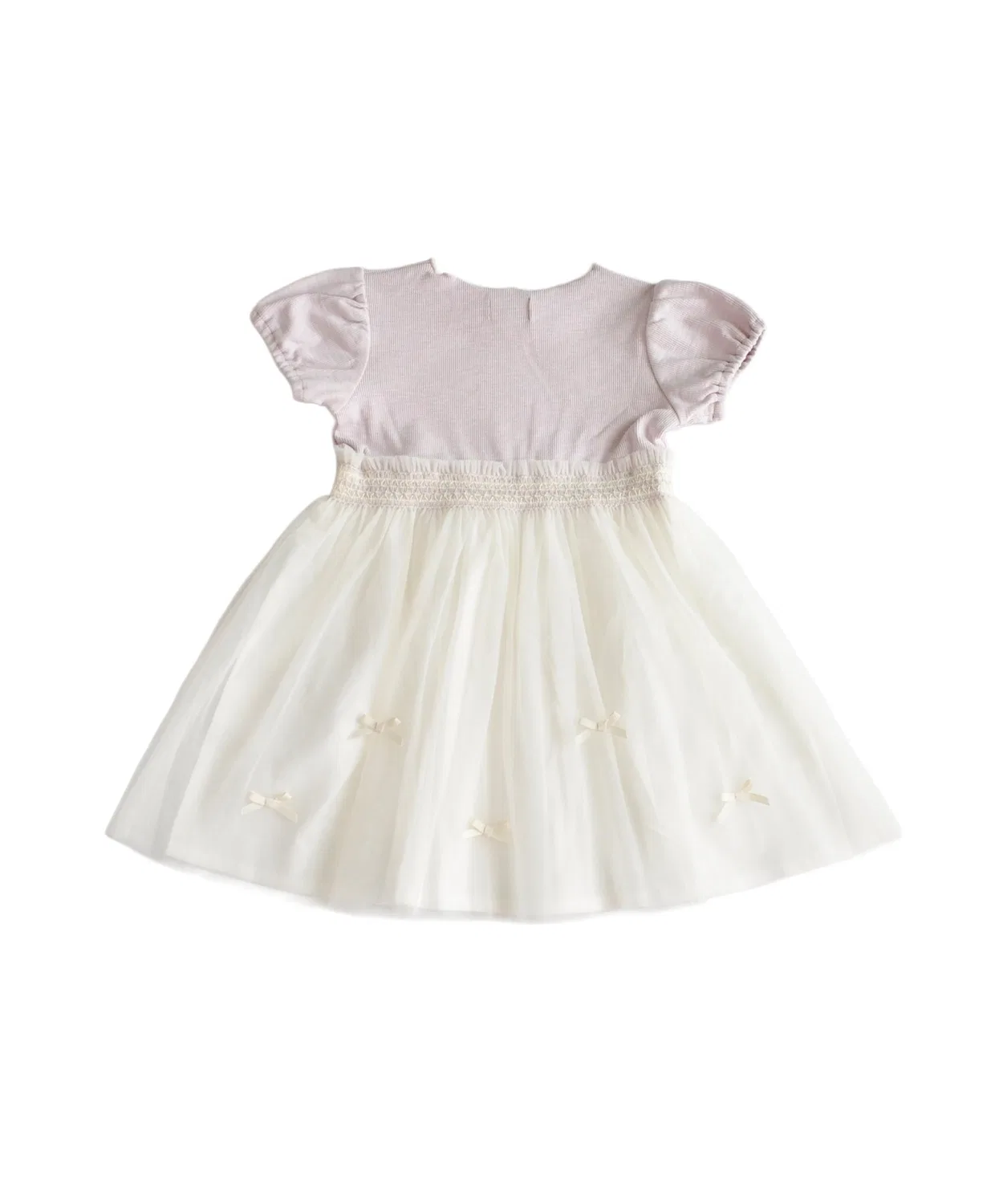 Детское платье для девочек с принтом Ribbon Smocking Embroidery DADWAY, Light Purple