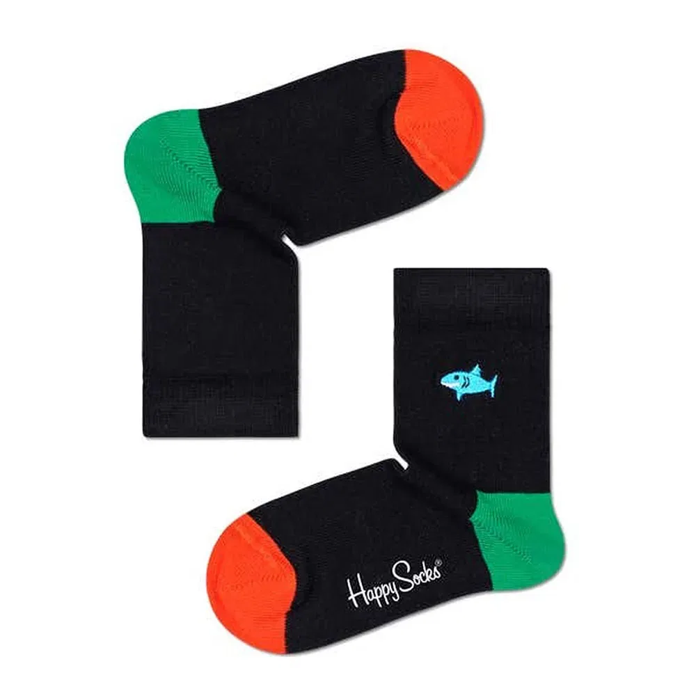 Носки с вышивкой акула Happy Socks, черный