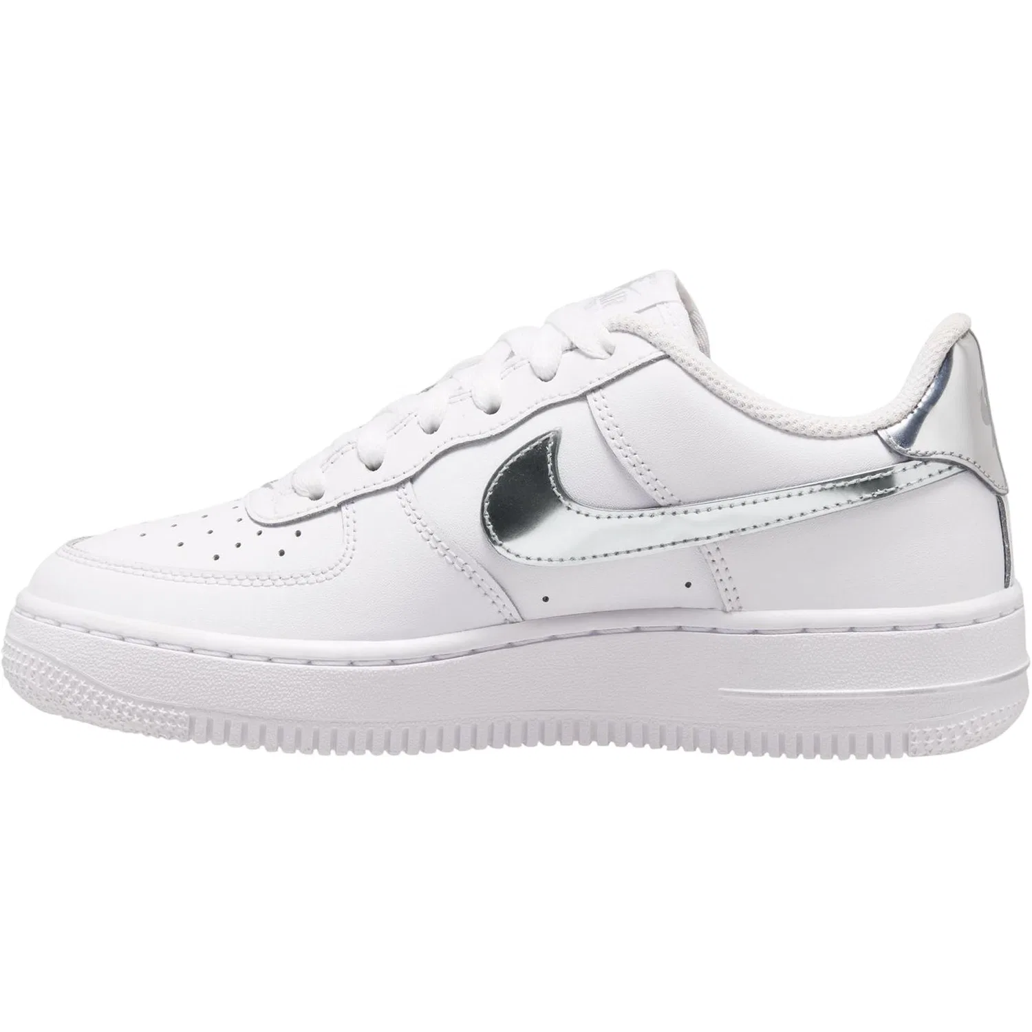 Детские кроссовки для мальчиков с металлическим блеском Air Force 1 Nike, White/Metal Silver