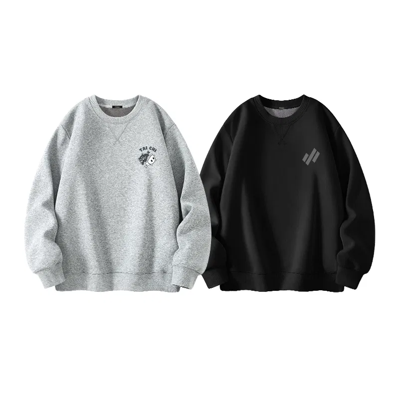 Детский свитшот с начесом 2 шт. MINISO, Heather Gray + Black