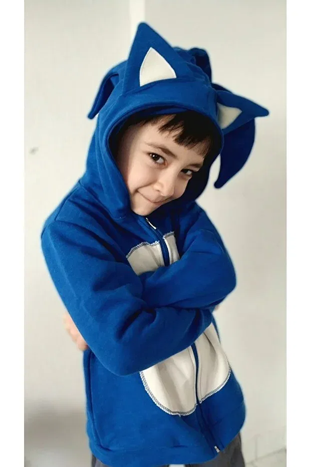 Детское худи для мальчиков с принтом Sonic the hedgehog Güzin Fashion, Blue