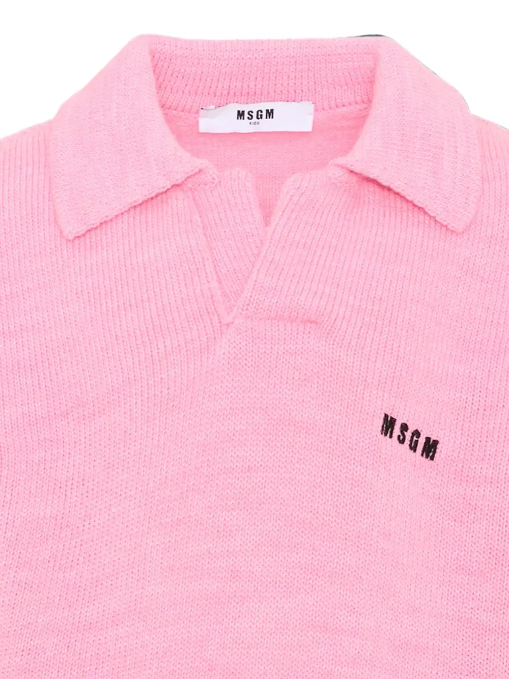 Джемпер с воротником-поло и вышитым логотипом Msgm Kids, розовый — фото 3