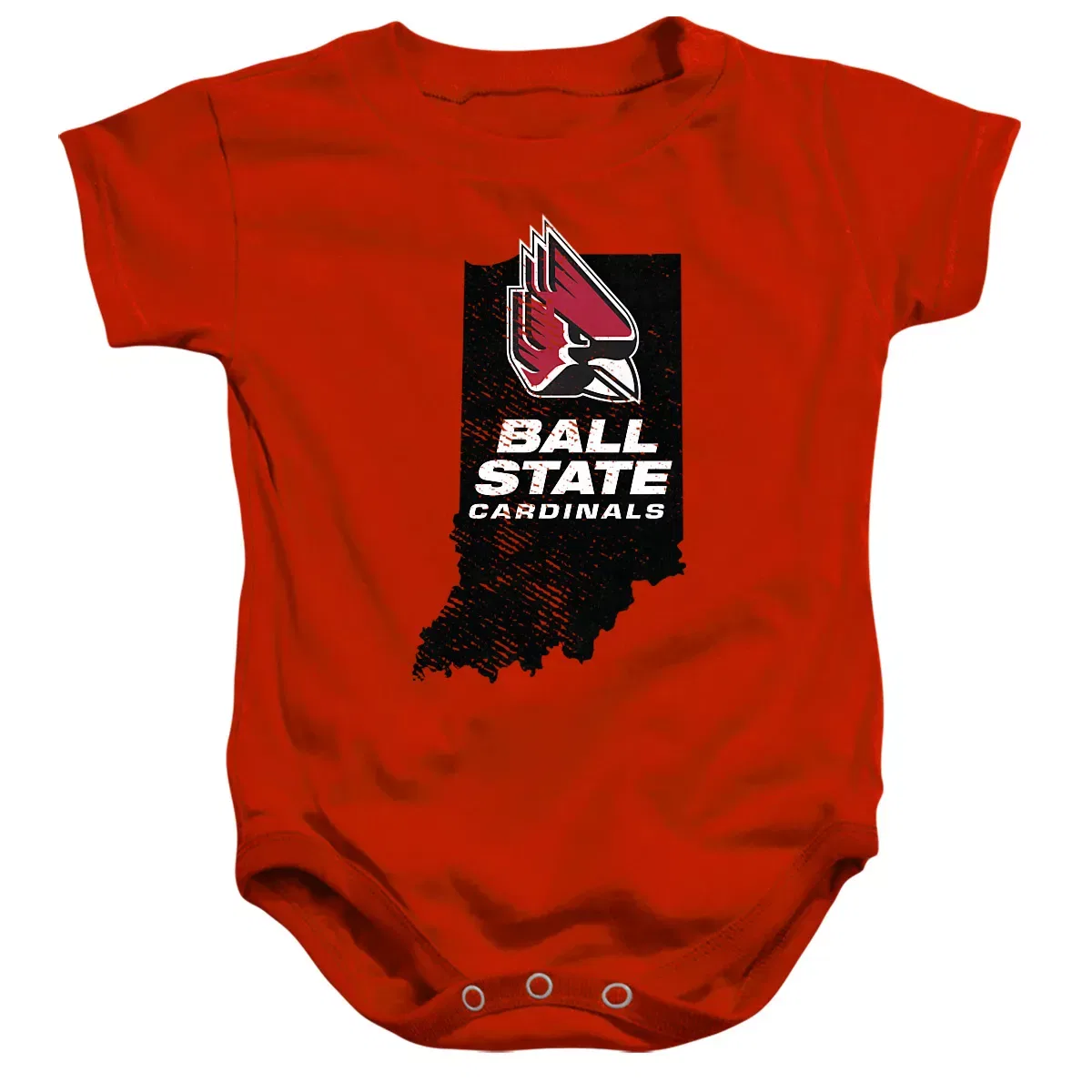 Детское боди-комбинезон с коротким рукавом Ball State University State Shape NCAA, Red