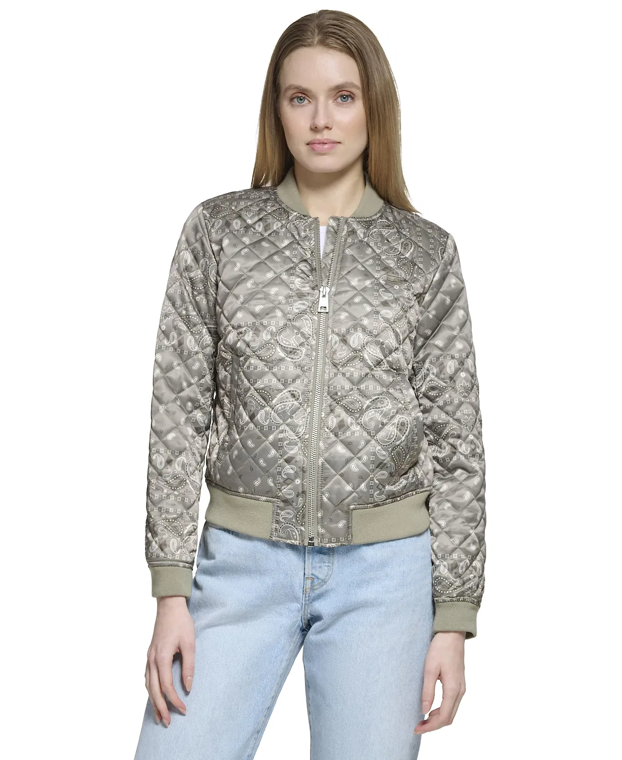 Женская куртка-бомбер стеганая Diamond Levi's, Sea Green Bandana Print — фото 2