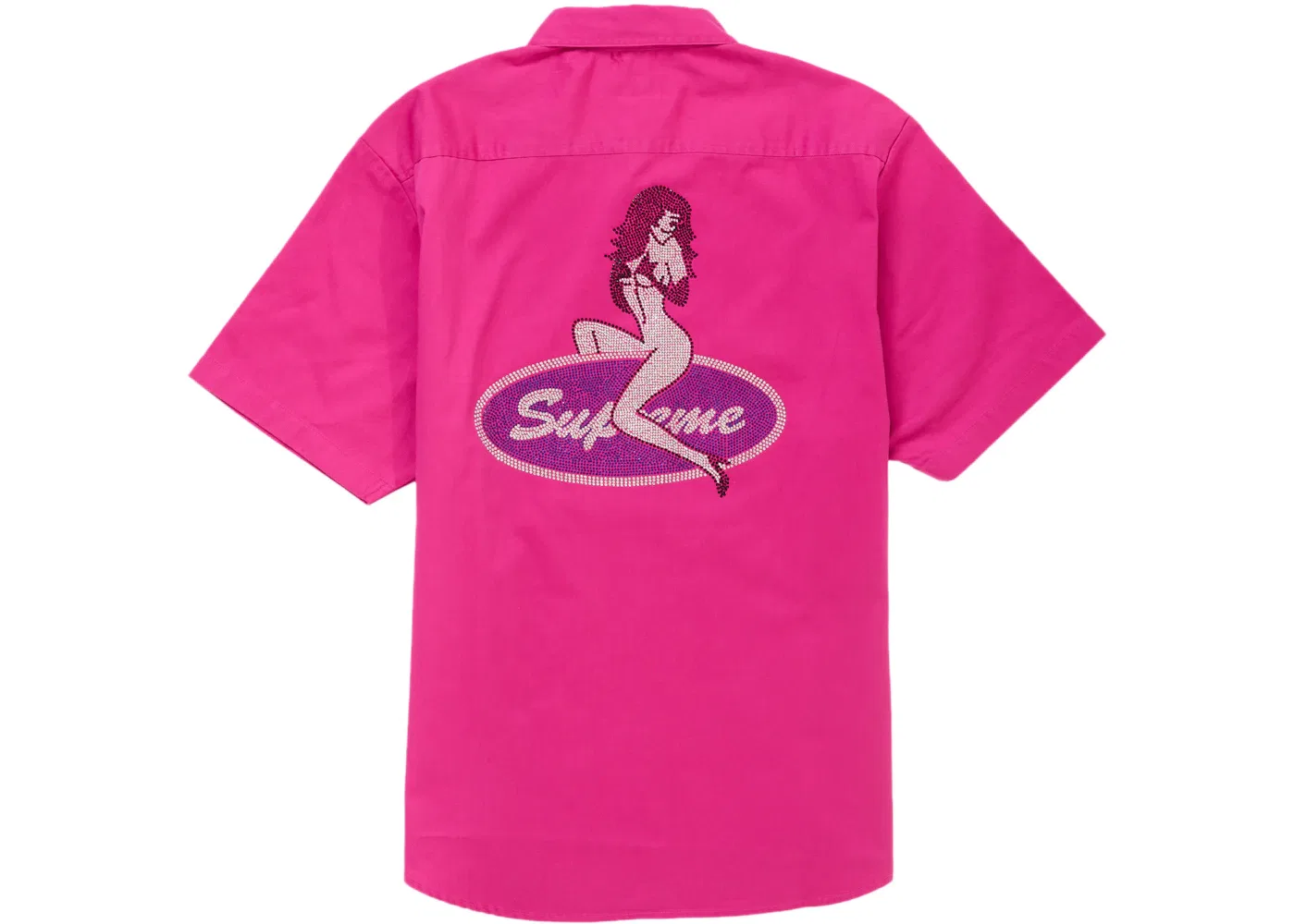 Мужская рубашка с принтом Rhinestone Pin Up Supreme, Fuchsia