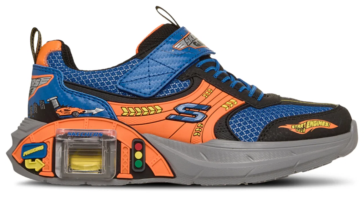 Детские кроссовки для мальчиков с машинками Skechers Garage Skechers, Orange/Blue/Black
